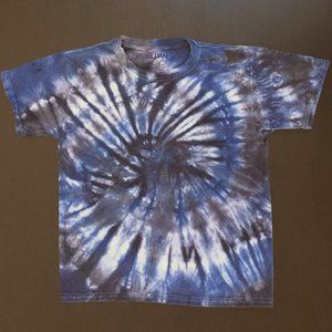 Custom Blue Black Gray Tie Dye T-Shirt Youth Small